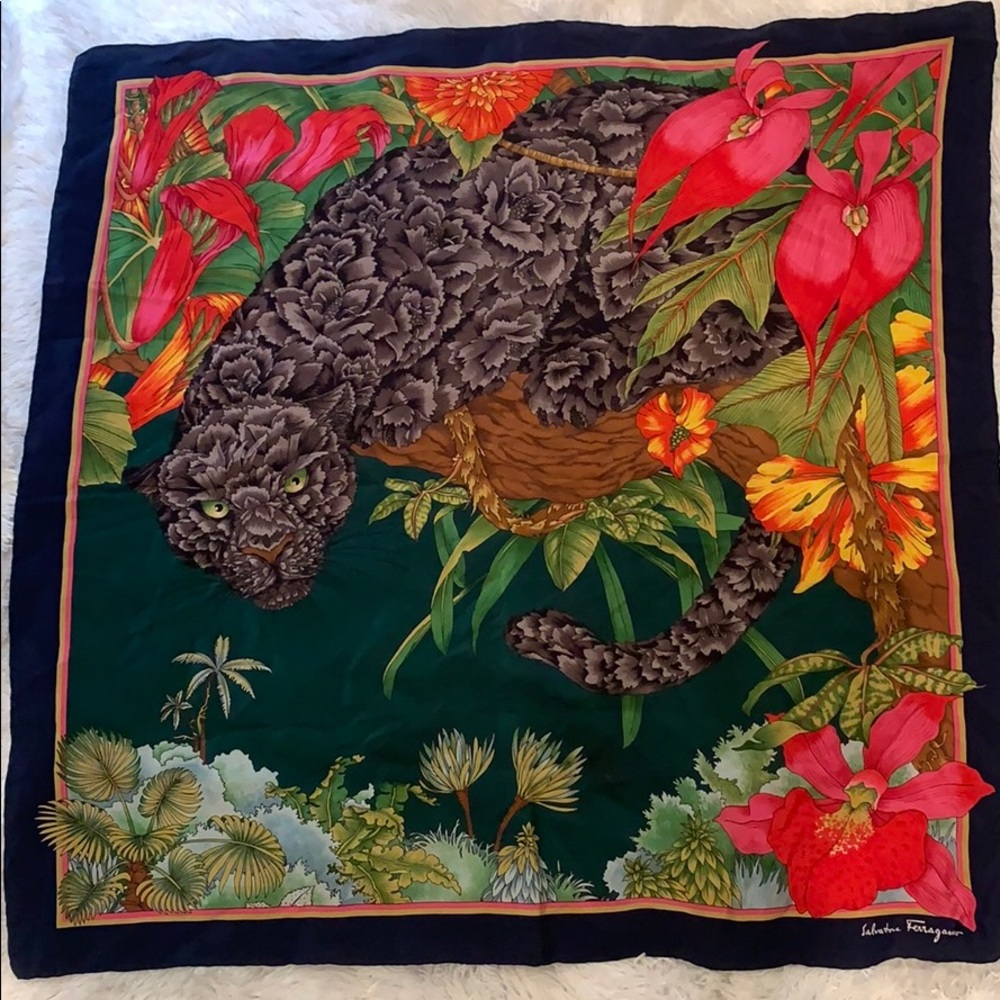 Authentic Large Salvatore Ferragamo Chiffon scarf.
